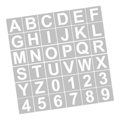 Matybobe 62pcs 5 Zoll Buchstaben und Zahlenschablone Wiederverwendbares Waschbares Alphabetschablonen Umweltfreundliches Haustier für Home Schild (36pcs & 4 Zoll) von Matybobe