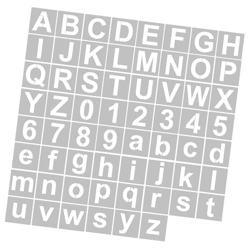 Matybobe 62pcs 5 Zoll Buchstaben und Zahlenschablone Wiederverwendbares Waschbares Alphabetschablonen Umweltfreundliches Haustier für Home Schild (62pcs & 3 Zoll) von Matybobe