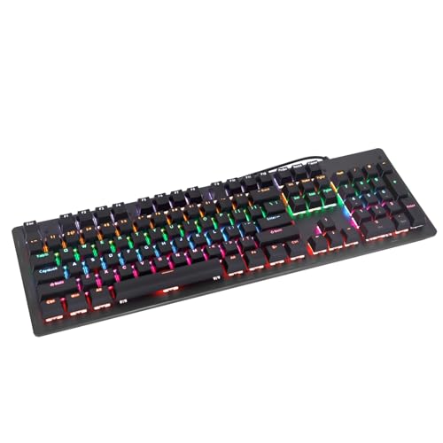 Matybobe Biojee Wired Mechanical Gaming Keyboard Compact 104-Key Backit Leuchttastatur für PC-Laptop (Blauer Schalter) von Matybobe