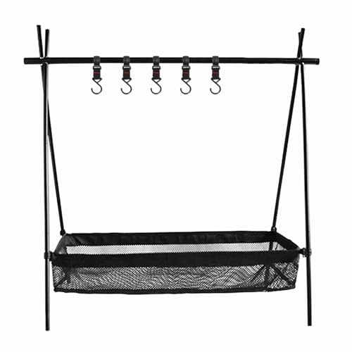 Matybobe Camping COOKWARE Hanging Rack with Under NET Bag Organizer Triangular Bracket 8KG Weight Bearing Foldable Portable Stands & Hangers for Outdoor Camping (S) von Matybobe
