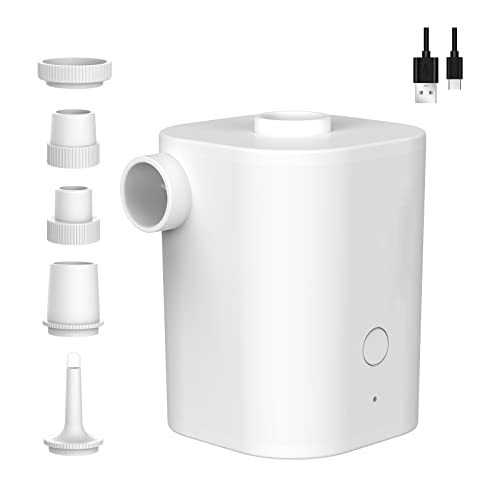 Matybobe Elektrische Luftpumpe mit 5 Düsen USB-Schnellluftpumpe mit 2500mAh Akku für Inflator Deflator Pumpen Schlauchboote Luftmatratze Luftbett Pool Spielzeug Schwimmring von Matybobe
