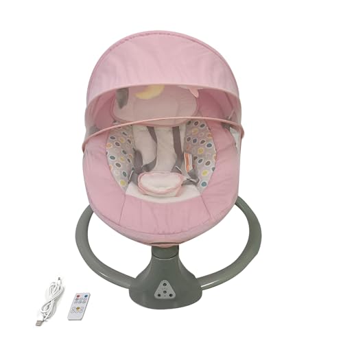 Matybobe Elektrischer Baby-Wiegesessel 5 Geschwindigkeit 3 Timing 12 Licht Musik mit für Zuhause Innen Außen (pink) von Matybobe