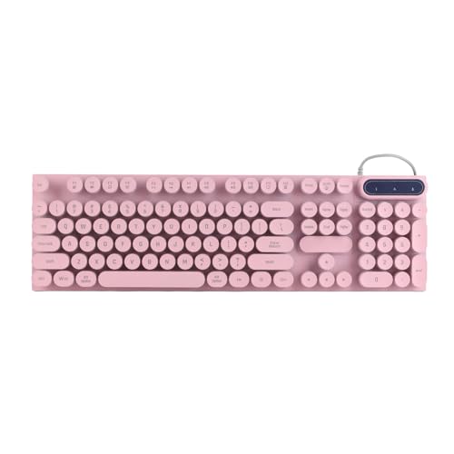 Matybobe Gaming -Tastatur USB Runde 104 Keycaps Backigonomic Multimedia -Tasten Kabelgebundene Tastatur für den Desktop -Laptop (Rosa) von Matybobe