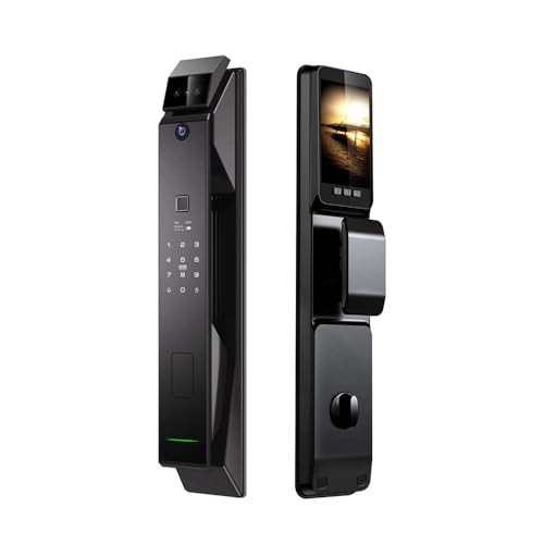 Matybobe Intelligentes Fingerabdruck Türschloss mit HD Kamera, Biometrisches Türschloss mit intelligenter Gesichtserkennung und Griff, 6 Entsperrmodus, für 40–120 mm dicke Türen, mit 4200mAh Akku von Matybobe