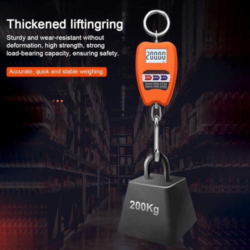 Matybobe Kompakte digitale Kranwaage mit LCDAnzeige für präzises, schnelles und stabiles Wiegen in orange tragbares elektronisches Gepäckwaage-Multifunktionswerkzeug mit Haken zum (Schwarz) von Matybobe