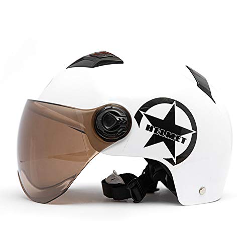 Matybobe Moto ycle Helm Halb Offenes Gesicht Einstellbare Größe Schutz Ausrüstung Kopf Helme Unisex Weiß von Matybobe