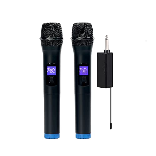 Matybobe Multifunktionales Dual-Channel-Wireless-Mikrofon-Set mit LCD-Display und professionellem Mikrofon-Set von Matybobe