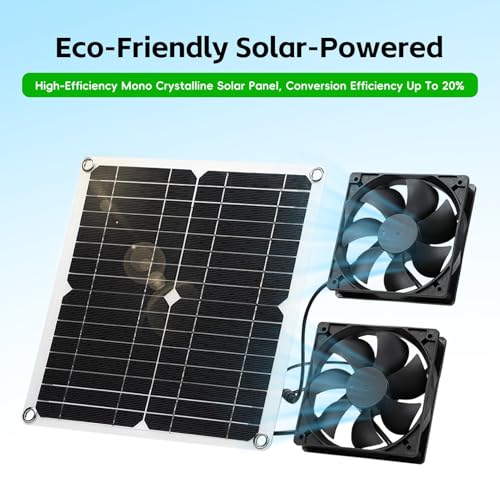 Matybobe Solar Angetriebener Outdoor -Lüfter -Kit Dual -Lüfter 12W Home RV Treibhausdachboot Wasserdicht 3000 U/Min 14 cm Solarlüfter Camping von Matybobe