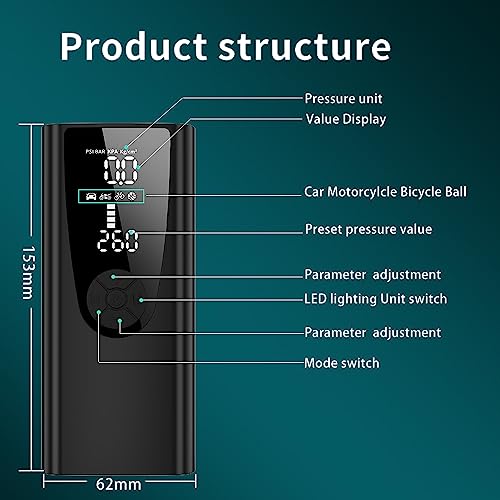 Matybobe Tragbarer Luftkompressor Leichter Notfall -Reifen -Inflator für Outdoor -Sportarten Matybobe Tragbarer Luftkompressor Leichter Notfall -Reifen -Inflator für Outdoor -Sportarten von Matybobe