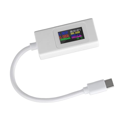 USB C Tester Farbbildschirm Multifunktionale Überwachung USB -Spannungsstrommesser Telefon Computer Verwendung (Weiß) von Matybobe