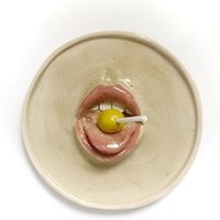 Keramik Wandteller Lippen Mit Lollipop, Dekorative Schmuckschale Keramik Wandteller Lippen Mit Lollipop, Dekorative Schmuckschale von MatyldaCeramicsShop