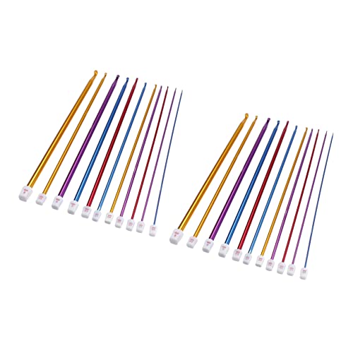 Mauedest 22 Stück 10,6 Multicolor Aluminium Tunesin Afghano Häkelnadeln Set 2-8mm von Mauedest