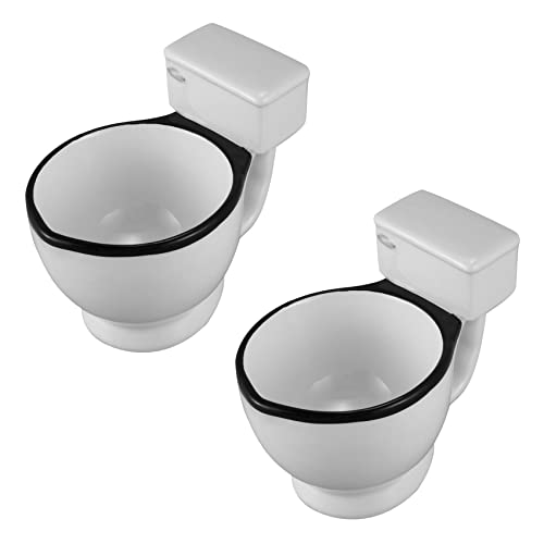 Mauedest 2X Neuheit Keramik Toilettentasse mit 300Ml Kaffee Tee Milch Eis Lustige Tasse für Geschenke von Mauedest