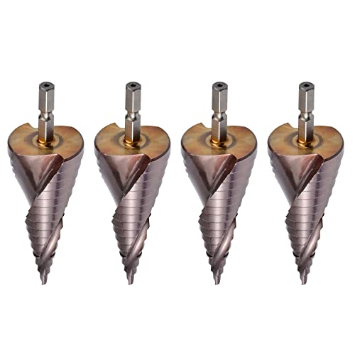 Mauedest 4 x M35 HSS Co Stufenbohrer, -Kegelbohrer, 4–32 mm, , Edelstahl, Metall, Lochsäge, Werkzeug-Set, Sechskant von Mauedest