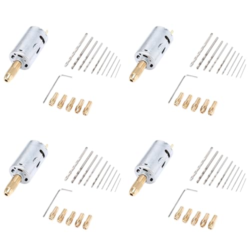 Mauedest 4 x Mini-Elektrobohrer, 1 Hand, Set mit Bohrspitzen, DC 12 V, Motor 0,5 – 3 mm, HSS Spiralbohrer mit 20 Zangen für Bohrfutter, geeignet für eine Tasse von Mauedest