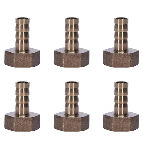 Mauedest 6X Gold Messinganschluss 10 mm Schlauchstutzen 1/2 Npt Innengewinde, Gerader Anschluss von Mauedest