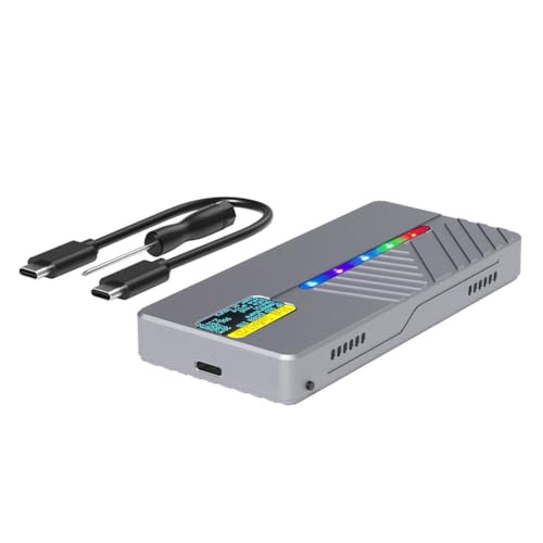 Mauedest Smart Display M.2 Solid State Mobile Festplattenbox, Festplattenbox, 10 GB, Dual-Protokoll, NVMe/Sata, Gehäuse aus Aluminiumlegierung von Mauedest