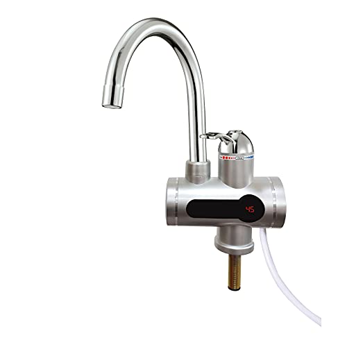 MAUK® Armatur digitaler Wasserhahn | elektrischer Durchlauferhitzer mit LED Temperaturanzeige | Silber von Mauk