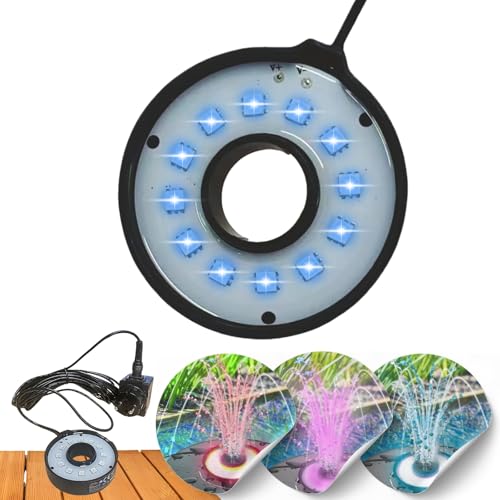 Mauk® Universal LED Ring für Teichpumpen | Farbmodus mit 7 Farben | 5m Kabel | IPX8 | Wasserdicht bis 1,5m Eintauchtiefe | Beleuchtung Komplettset mit Netzstecker von Mauk