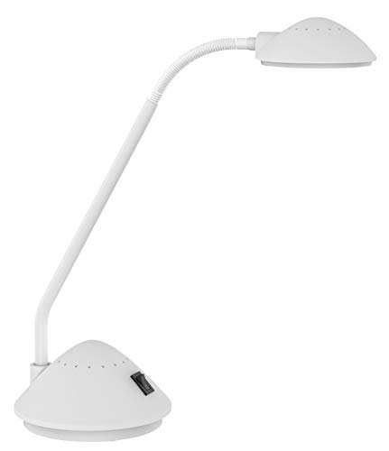 MAUL Tischleuchte MAULarc | LED Schreibtischlampe mit beweglichem Leuchtenkopf | Platzsparende Tischlampe für Schreibtisch, Büro und kleine Arbeitsflächen | Warmweißes Licht | Weiß von Maul