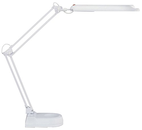 Maul LED Tischleuchte MAULatlantic, LED Lampe mit Standfuß, 6500 K, Arm Metall, Tischlampe für Schreibtisch, Büro, Werkstatt, Homeoffice, GS-Zeichen, flexibel dreh- und neigbar, 860 Lumen, Weiß von Maul