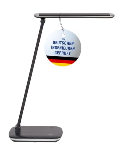 Maul LED Lampe MAULjazzy | Schreibtischlampe dimmbar | Moderne LED Schreibtischlampe inkl. USB Typ A Anschluss | Tischlampe mit 4000K | LED Tischlampe aus Aluminium | Schwarz von Maul