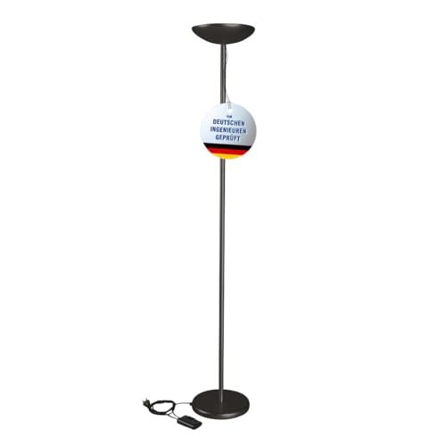 MAUL Halogen-Deckenfluter MAULsky | stufenlos dimmbar | Leselampe mit Fußschalter | Stehlampe für Wohnzimmer, Büro oder Arbeitszimmer | helle 2250 Lumen | Höhe: 183 cm | 8254090 | Schwarz von Maul