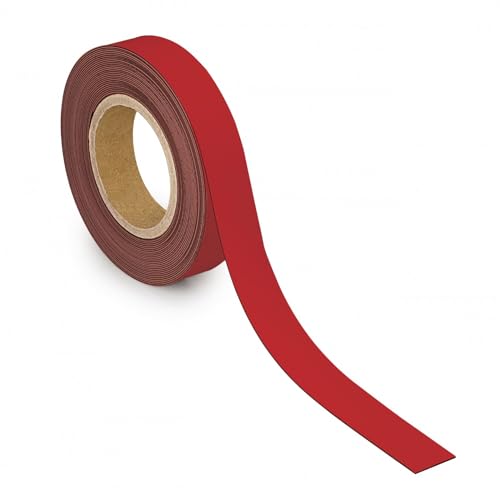 MAUL Kennzeichnungsband 30mm x 1mm | Beschriftbares Band mit magnetischer Rückseite | Vielseitig anwendbar in Büro, Werkstatt, Lager und Küche | Individuell zuschneidbar | 10m Länge | Rot von Maul