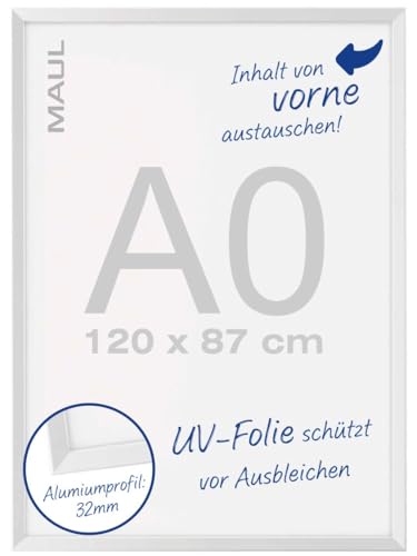 MAUL Klapprahmen MAULsolid A0 | Großer Bilderrahmen für Poster, Werbemittel & Fotos | Robuster Bilderrahmen A0 mit 32mm Aluminiumprofil | Posterrahmen in Hochformat | Silber MAUL Klapprahmen MAULsolid A0 | Großer Bilderrahmen für Poster, Werbemittel & Fotos | Robuster Bilderrahmen A0 mit 32mm Aluminiumprofil | Posterrahmen in Hochformat | Silber von Maul