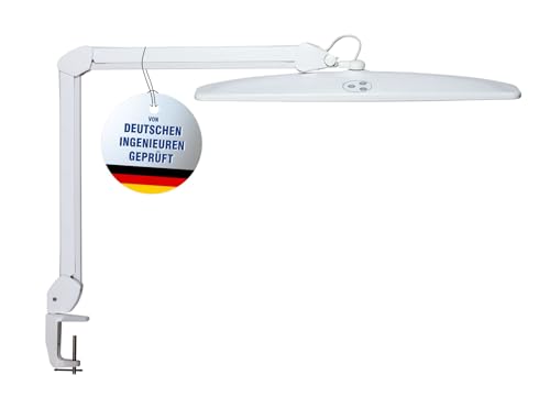 MAUL LED Arbeitsleuchte MAULexplore | Stufenlos dimmbare LED Klemmlampe | Tageslichtlampe mit 6.500 Kelvin und 2.600 Lumen | Ideal für Büro, Modellbau und Werkstatt | Weiß von Maul