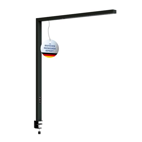 MAUL LED Klemmleuchte MAULsirius | Schreibtischlampe dimmbar | Hochwertige Arbeitsplatzleuchte fürs Büro | Lampe mit GS-Zeichen | Leistungsstarke Klemmlampe mit 3000-5700 Kelvin | Schwarz von Maul