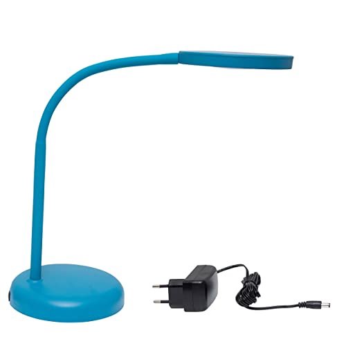 Maul LED-Tischleuchte MAULjoy – kleine Arbeitsplatzleuchte für Homeoffice und Schüler-Schreibtisch – flexible Schreibtischlampe mit 3000K Farbtemperatur – Atlantic blue von Maul
