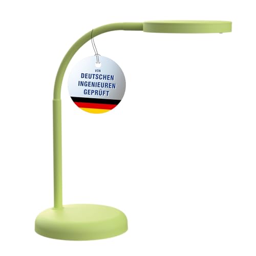 Maul Schreibtischlampe LED MAULjoy | Kleine Schreibtischlampe mit Standfuß | Moderne Tischlampe für Schreibtisch, Büro | Flexible LED Lampe mit 3000K warmweißem LED Licht | Lime von Maul