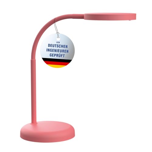 Maul Schreibtischlampe LED MAULjoy | Kleine Schreibtischlampe mit Standfuß | Moderne Tischlampe für Schreibtisch, Büro | Flexible LED Lampe mit 3000K warmweißem LED Licht | Touch of Rose von Maul