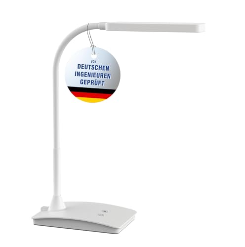 Maul LED Tischleuchte MAULpearly | Schreibtischlampe dimmbar | Leistungsstarke LED Lampe | Schreibtischlampe mit 3000-6500K & 616 lm | Moderne Lampe für Schreibtisch, Büro | Weiß von Maul