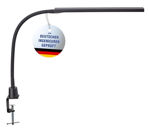 Maul LED Tischleuchte MAULpirro | dimmbare Klemmleuchte für Schreibtisch und Arbeitsplatz | Arbeitsplatzleuchte mit 4-Stufen-Dimmer | Schreibtischlampe mit 3000K Farbtemperatur | Schwarz von Maul