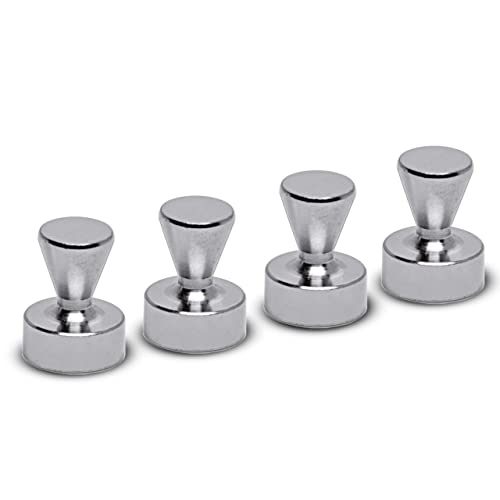 MAUL Neodym Kegel-Magnet Ø15x20mm (4 Stück) | Magnete für Magnettafel, Kühlschrank, Whiteboard | Magnete stark mit 7,0 kg Haftkraft | Mini Magnete in praktischem Design | Silber von MAUL