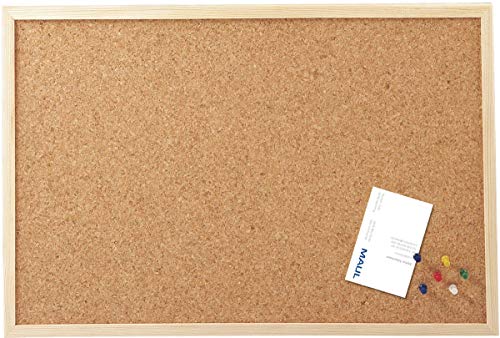 MAUL Pinnwand 30x40cm (HxB) | Pinnfähige Korkplatte | Pinnwand Kork für Quer- oder Hochformat | Board mit stabilem Holzrahmen | Inklusive Befestigungsmaterial und Pinnnadeln | Braun von Maul