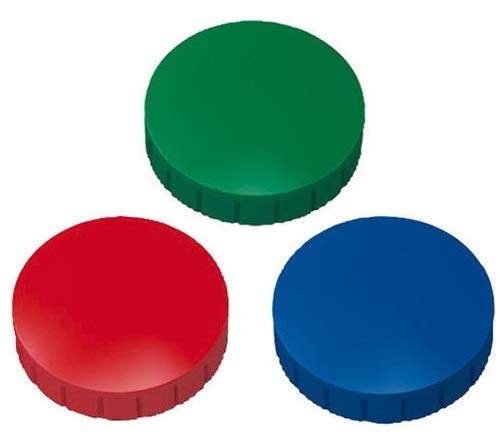 Magnete, farbig sortert Ø 32mm, Haftmagnete für Whiteboard, Kühlschrankmagnet, Magnettafel, Magnetwand, Magnet Rund (30er Pack, blau/rot/grün) von Maul