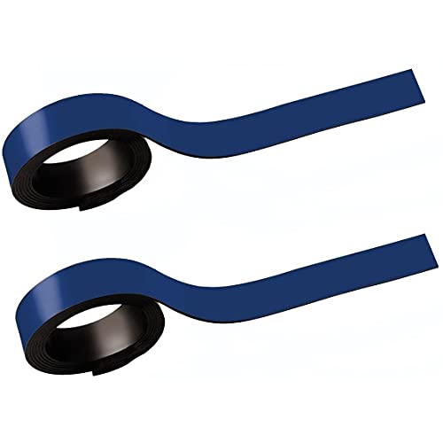 MAUL Magnetstreifen 1 x 100cm (2 Stück) | Magnetband selbsthaftend auf magnetischen Oberflächen | Magnetklebeband individuell zuschneidbar | Beschriftbar mit Marker | Blau von Maul