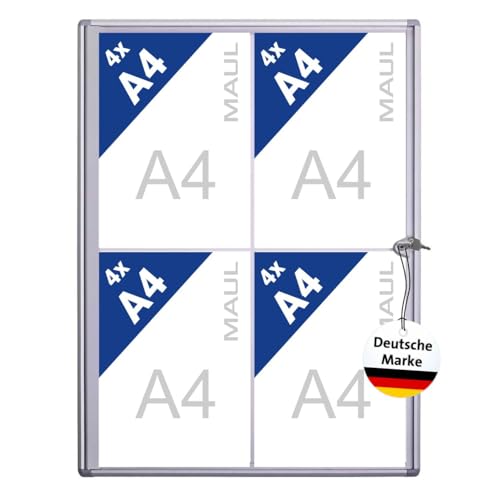 MAUL Schaukasten A4 MAULextraslim | Schaukasten Vitrine mit 4x DIN A4 Seiten | Infotafel mit Aluminiumrahmen und Glastür | Platzsparende flache Bauweise | Abschließbar mit Schloss | Aluminium MAUL Schaukasten A4 MAULextraslim | Schaukasten Vitrine mit 4x DIN A4 Seiten | Infotafel mit Aluminiumrahmen und Glastür | Platzsparende flache Bauweise | Abschließbar mit Schloss | Aluminium von Maul