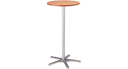 Maul Stehtisch Ø60x110cm | Ergonomischer Tisch für Arbeiten im Stehen | Tischplatte 60 cm | Stehpult für Büro, Bistro und Küche | Stabiler Sternfuß aus Aluminium | Gestell Silber | Platte Braun von Maul