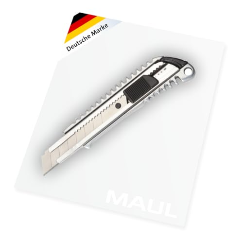 MAUL Cuttermesser Metall 18 mm | Professioneller Cutter aus Zinkmetall | Messer mit 7 Glieder und 80 mm Arbeitslänge | Scharfes Teppichmesser für DIY Projekte, Basteln und Profis | Silber von MAUL