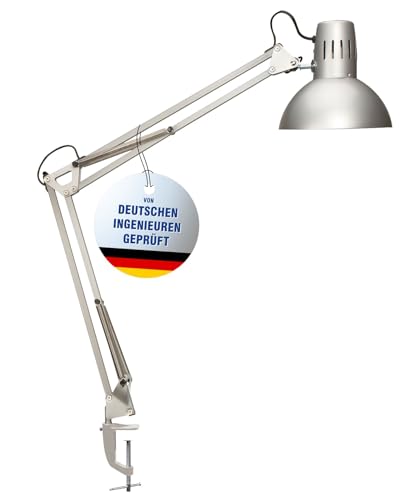 MAUL Schreibtischlampe MAULstudy | Verstellbare Klemmleuchte mit Gelenkarm für Büro und Schreibtisch | Elegante Schreibtischlampe LED aus Metall | Exklusive LED-Leuchtmittel | Silber von Maul