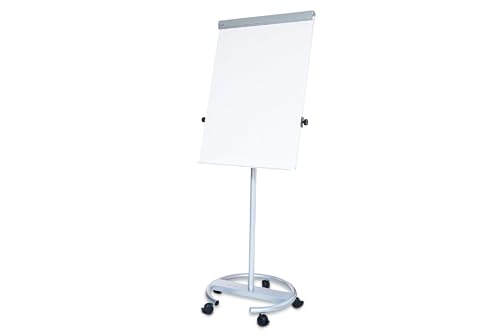 Maul Flipchart MAULoffice 70 x 100 cm | Mobile Magnettafel mit Rundfuß | Stufenlos höhenverstellbar | Geeignet für Papier in verschiedenen Formaten | Mit Ablage für Marker und Stifte | Silber von Maul