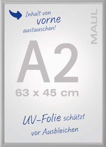Maul 6604208 Klapprahmen A2, Plakatrahmen Aluminium, 63 x 45 x 1,2 cm (HxBxT), 1 Stück von MAUL