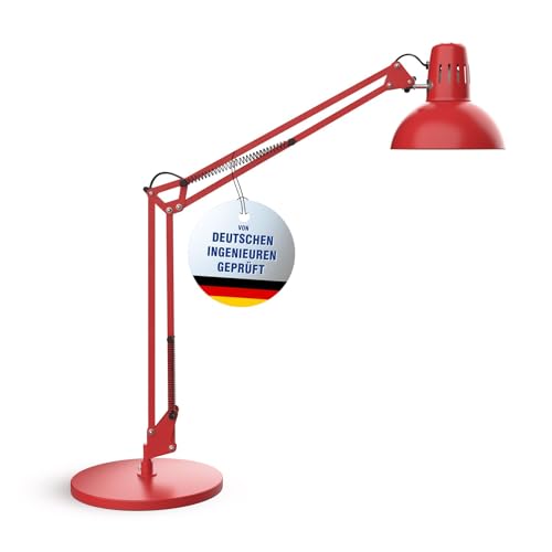 Maul LED Schreibtischlampe MAULstudy | Verstellbare Stehlampe mit Gelenkarm für Büro, Arbeitszimmer und Schreibtisch | Elegante Bürolampe aus Metall | Exklusive LED-Leuchtmittel | Rot von Maul