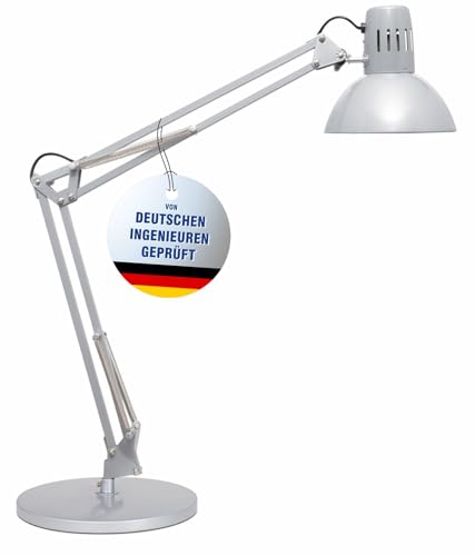 Maul LED Schreibtischlampe MAULstudy | Verstellbare Stehlampe mit Gelenkarm für Büro, Arbeitszimmer und Schreibtisch | Elegante Bürolampe aus Metall | Inklusive LED-Leuchtmittel | Silber von Maul
