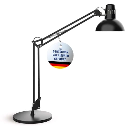 Maul LED Schreibtischlampe MAULstudy | verstellbare Stehlampe mit Gelenkarm für Büro, Arbeitszimmer und Schreibtisch | elegante Bürolampe aus Metall | exklusive LED-Leuchtmittel | Schwarz von Maul