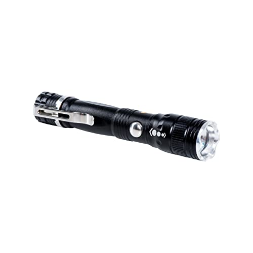 MAUL LED-Taschenlampe luna – robuste und outdoor-taugliche LED Taschenlampe inkl. Halteclip aus Metall – Stabtaschenlampe mit langer Leuchtdauer und Spritzwasserschutz (IPX4) – schwarz von Maul